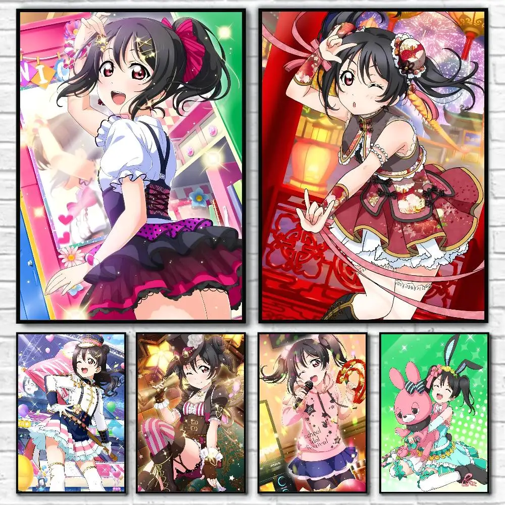 Anime L-Love Live Cartoon Nico Yazawa Poster HD-Druck Vintage Wandkunst Dekor für Zuhause Arbeitszimmer