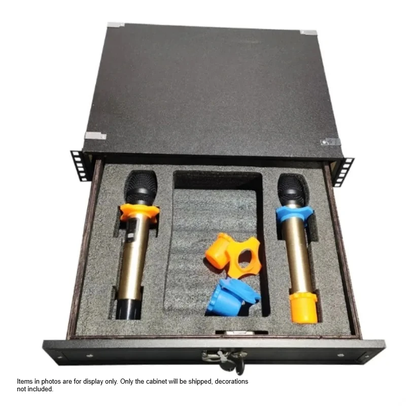 19 Inch 2U Drawer with Lock, Suitable for ABS Air Case, Microphone Cabinet 3U Solid Wood Microphone Receiver, Engineering Case