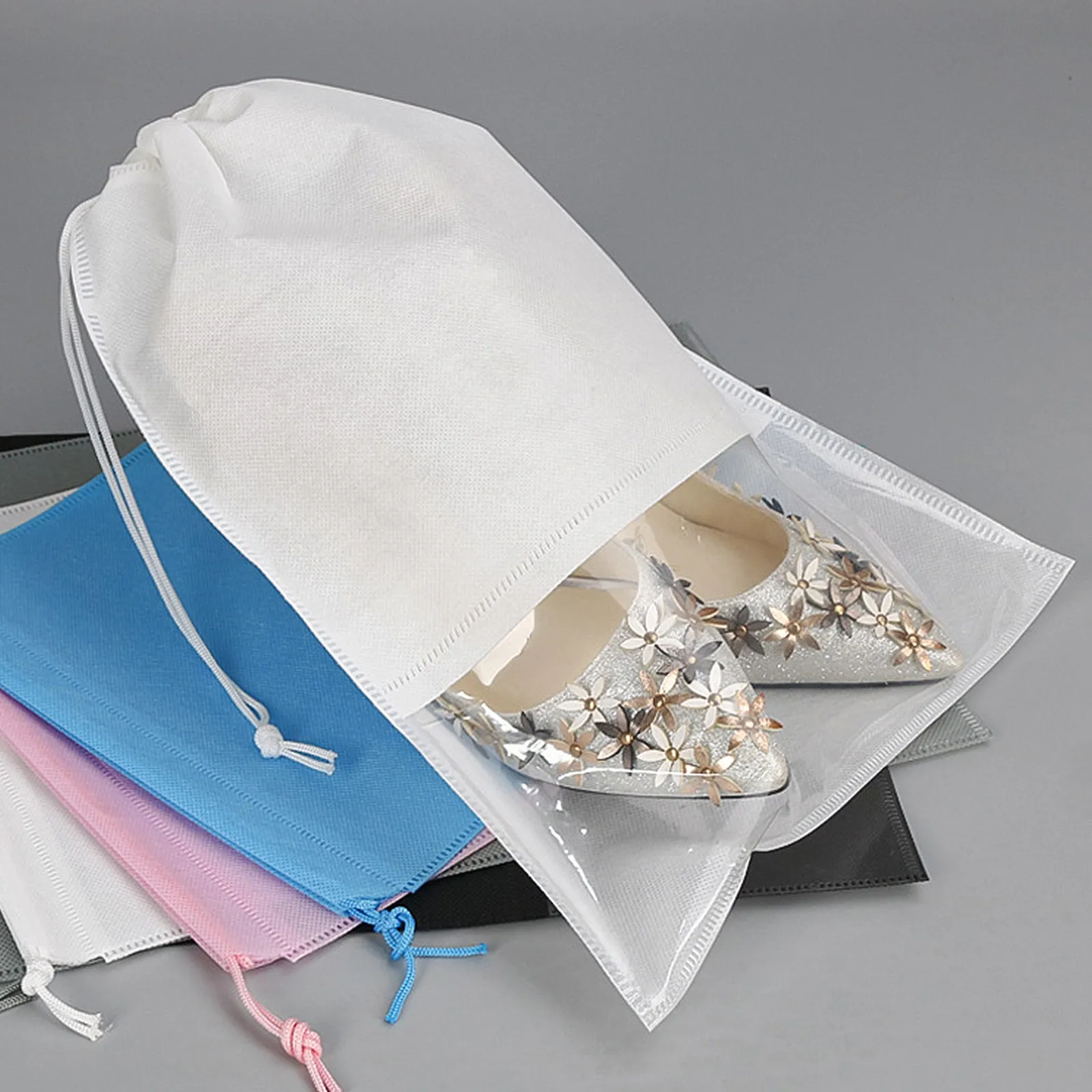 

10Pcs High Quality Dust Proof Shoe Bags Reusable Drawstring Travel Storage Pouches for Shoes Clothing Gym Camping Essentials