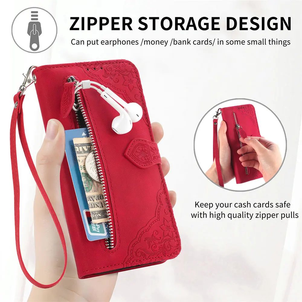 Realme 16 15 14 13 Pro Plus 12 4G 5G Zipper Leather Case Card Funda Realme 12 Case Realmi 12 13 14 15 16 Pro+ Wallet Cover Funda