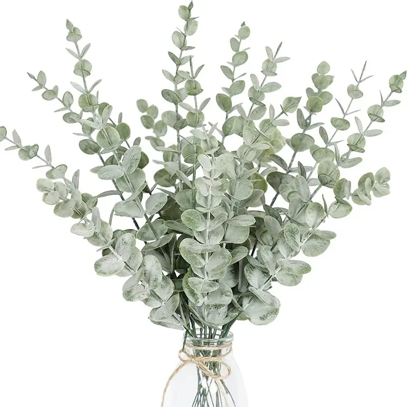 10Pcs Eucalyptus Leaf Artificial Plants Bouquet Home Decor Fake Plant Party Garden Wedding Decoration Holding Flowers Accessory