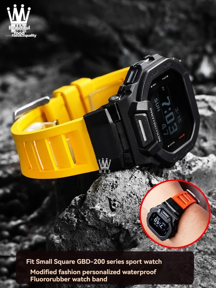 for Casio G-SHOCK black knight 3506 GBD-200-1/GBD-200SM modified fluorubber rubber sports waterproof watch strap accessory