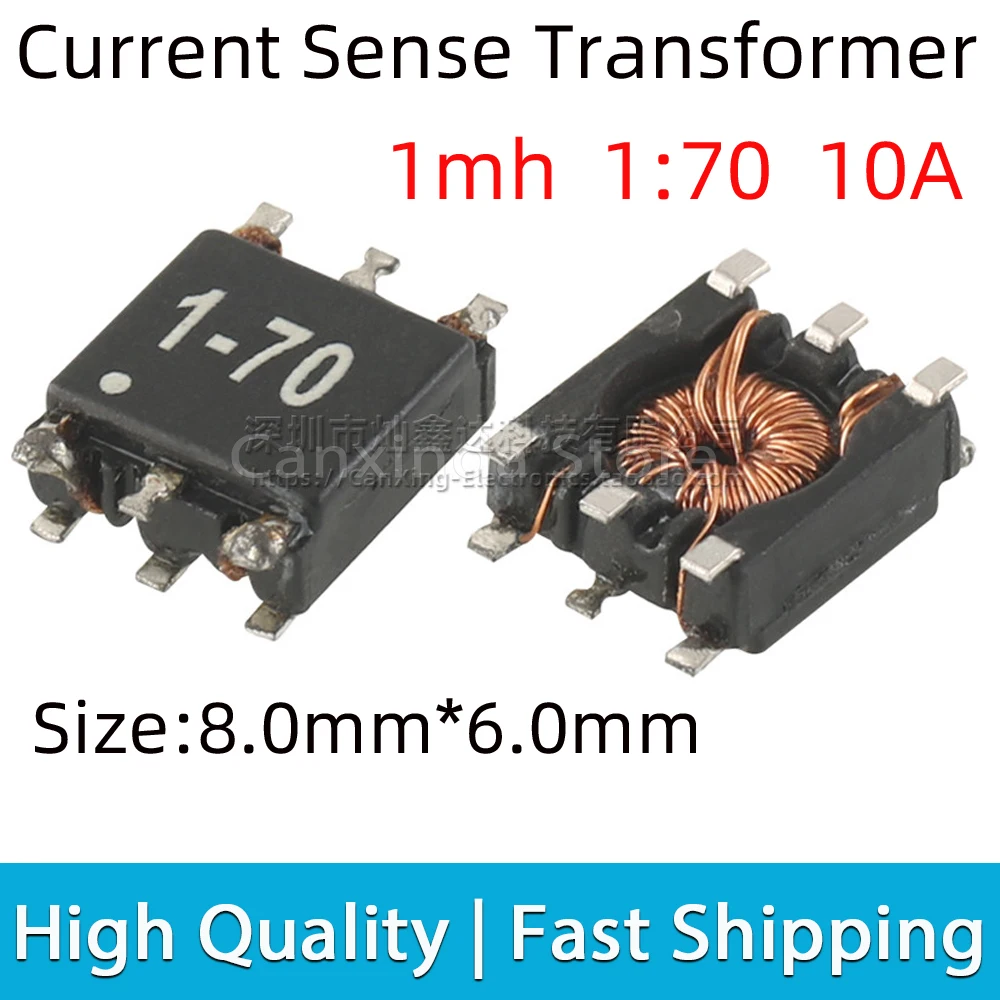 

2PCS SMD SMT Current Sense Transformer Precision 10A High Current Sensor Transformer Turns Ratio 1:70 1mH HL4R-9