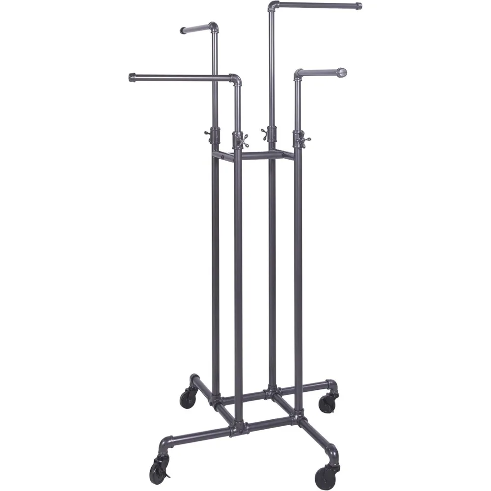 

Clothing Rack - Heavy Duty Pipeline Adjustable, 4 Way Rack, Plumbing Pipe Clothes Rack, Anthracite Grey