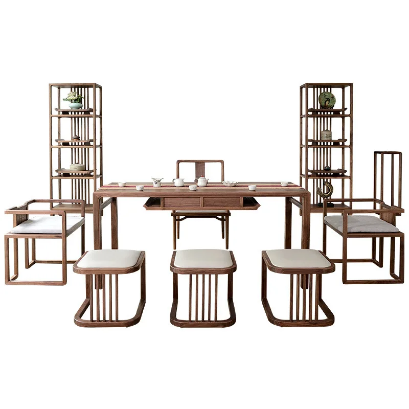 

Новый китайский стиль, массив дерева, чайный столик и стулья, комбинация, офис, прием, встреча гости