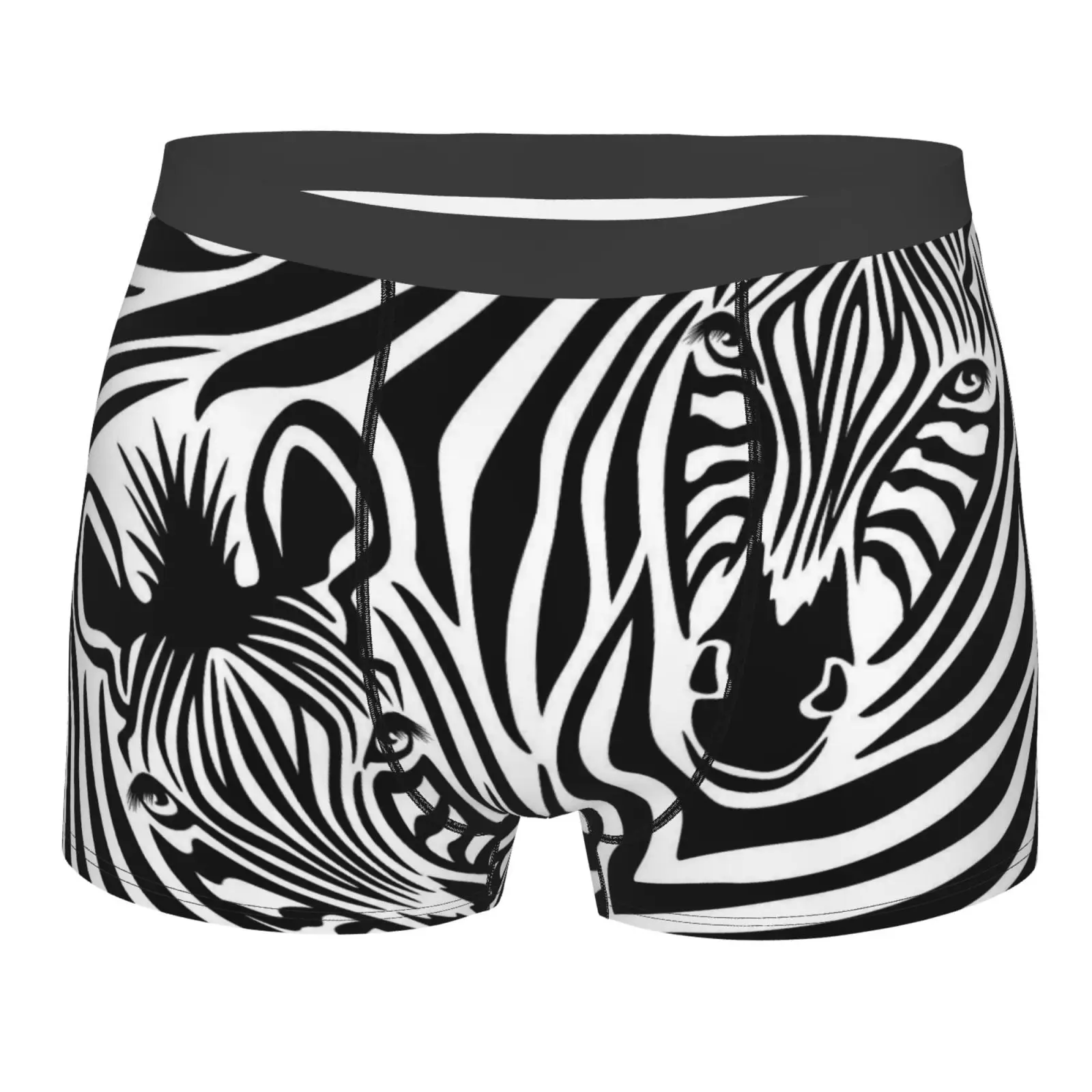 Zebra Pattern Men Printed Boxer Briefs Underwear Highly Breathable Boxer Shorts Panties Breathable Underpants for Homme