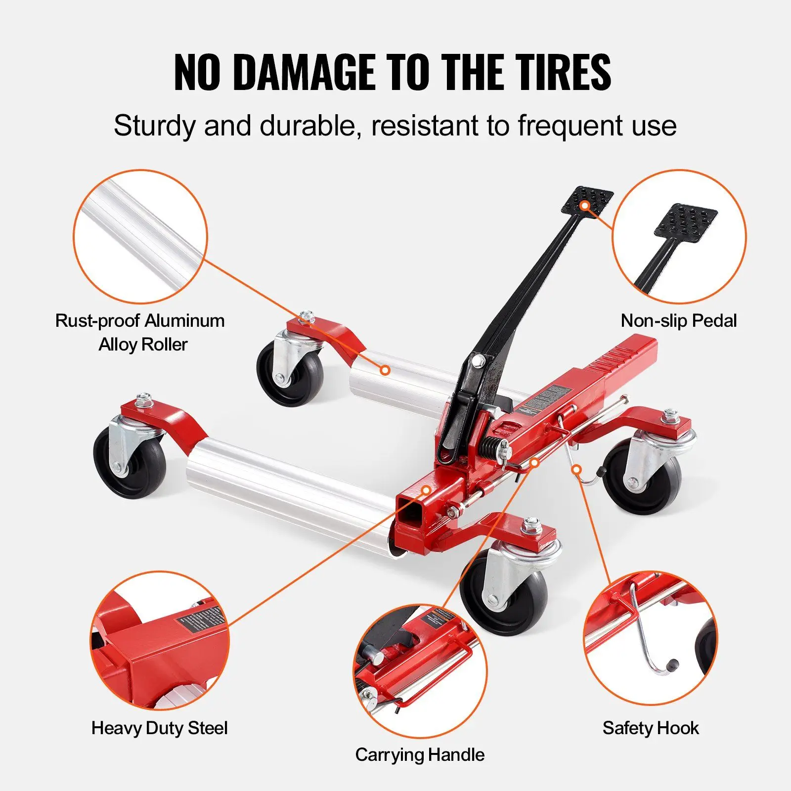 Wheel Dolly Heavy Duty Vehicle Positioning Tyre Jack Car Lifter 1500 Lbs