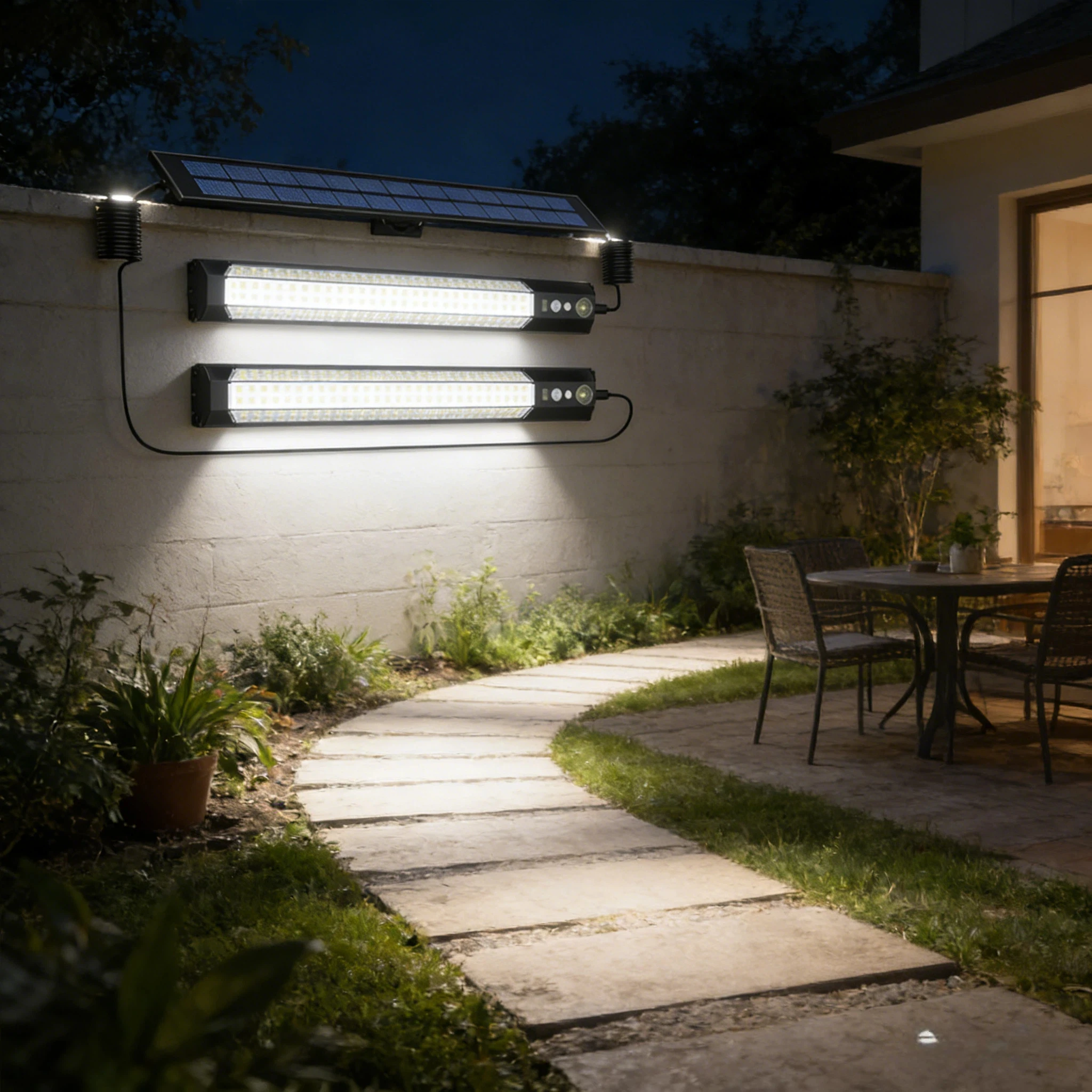 

Солнечные светодиодные светильники с датчиком движения и пультом ДУ - 4 режима, водонепроницаемый настенный светильник для улицы, сада, кемпинга, зарядка от USB/солнечной батареи