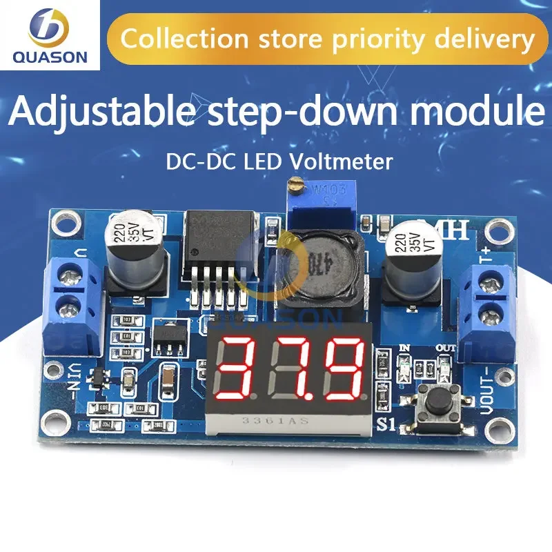 LM2596 BUCK 3A DC-DC Voltage Adjustable Step-Down Power Module + Blue LED Voltmeter