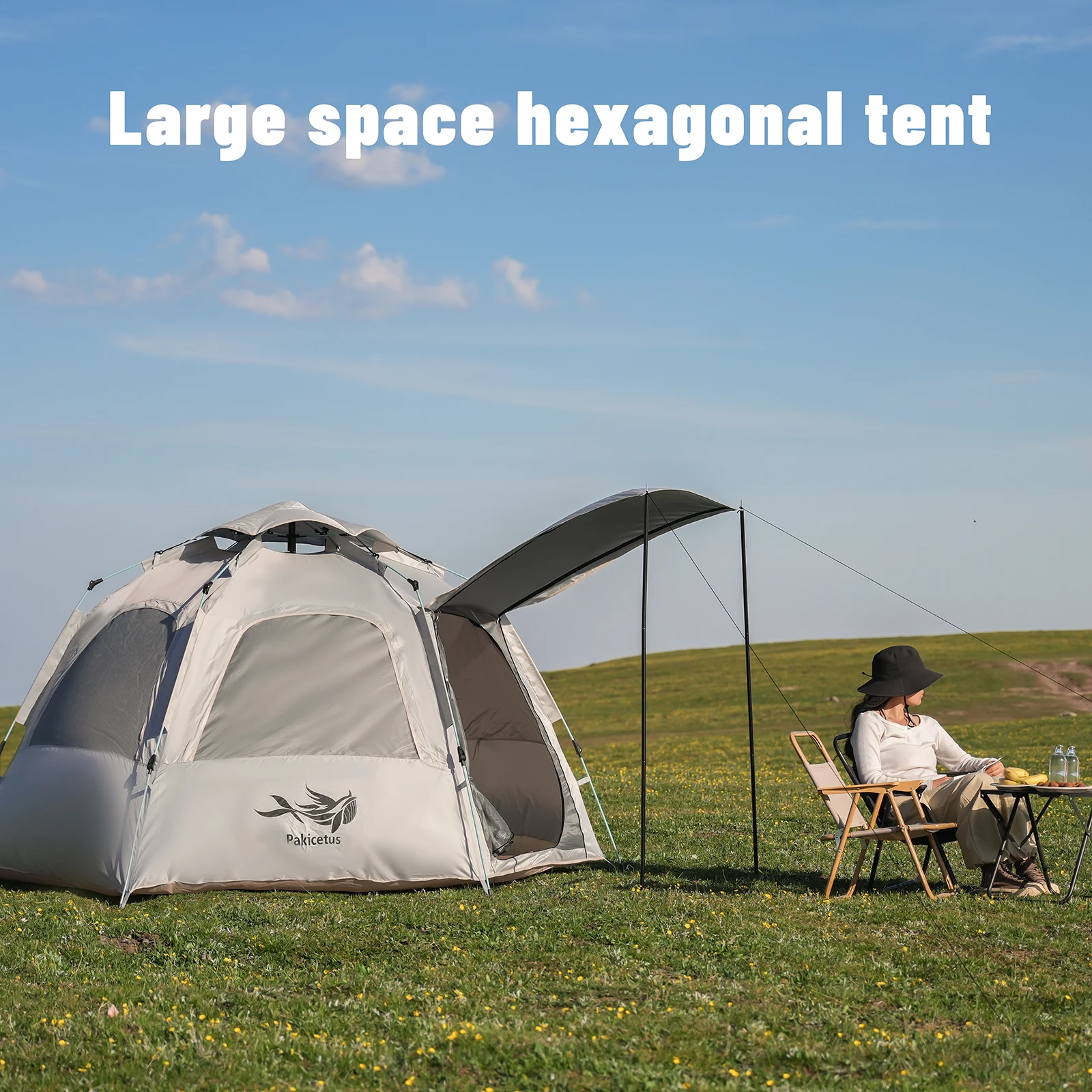 Tiendas de campaña hexagonales, tiendas de campaña, tiendas de campaña automáticas de apertura rápida, tiendas familiares simples impermeables y resistentes al viento, portátiles