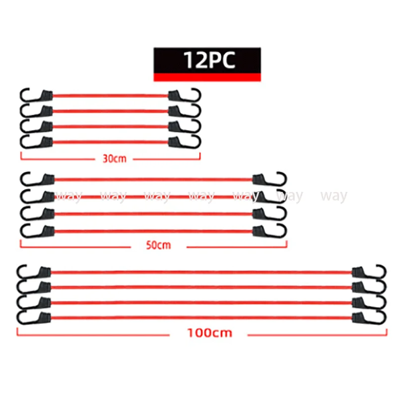 9/12PCS Elastic Bungee Cords with Hooks, Rope Luggage Packing Strap, Cargo Net for Motorcycle Bike Travel Camping Hiking