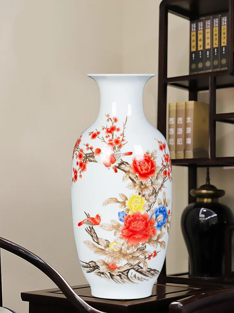 Jingdezhen Ceramic Vase Home Retro Ornaments Flower Arrangement Dried Flower Living Room TV Cabinet Crafts