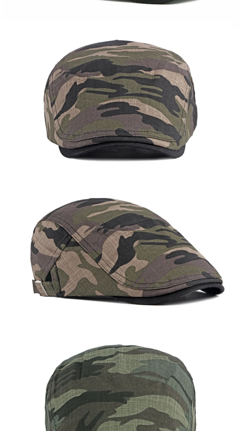 HT3011 Herren- und Damen-Baskenmützen, Camouflage Ivy Flat Sun Cap, Neue Künstler- und Malermütze, Verstellbare Frühling-Sommer-Baskenmütze – Detail 6