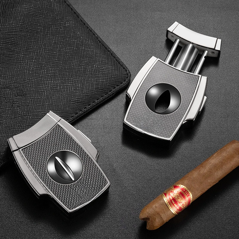 

CIGARLOONG Exquisite Sharp Cigar Cutter Pristine Alloy V-Shaped Smoke Cutter Portable Large Hole