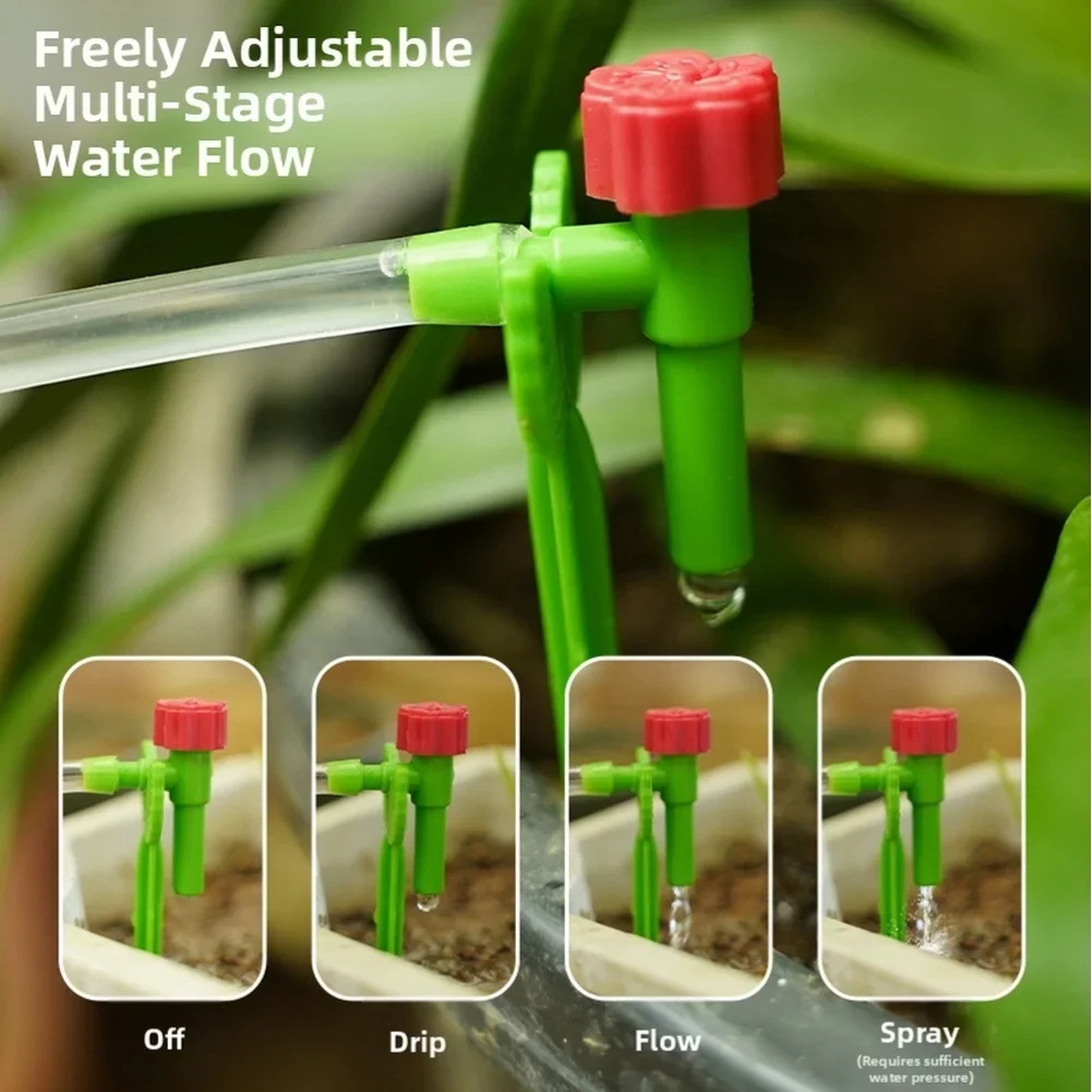 

Регулируемый комплект капельного полива для сада с капельницами в форме цветов, 10 м прозрачной трубки, 15 капельниц, регулируемый поток