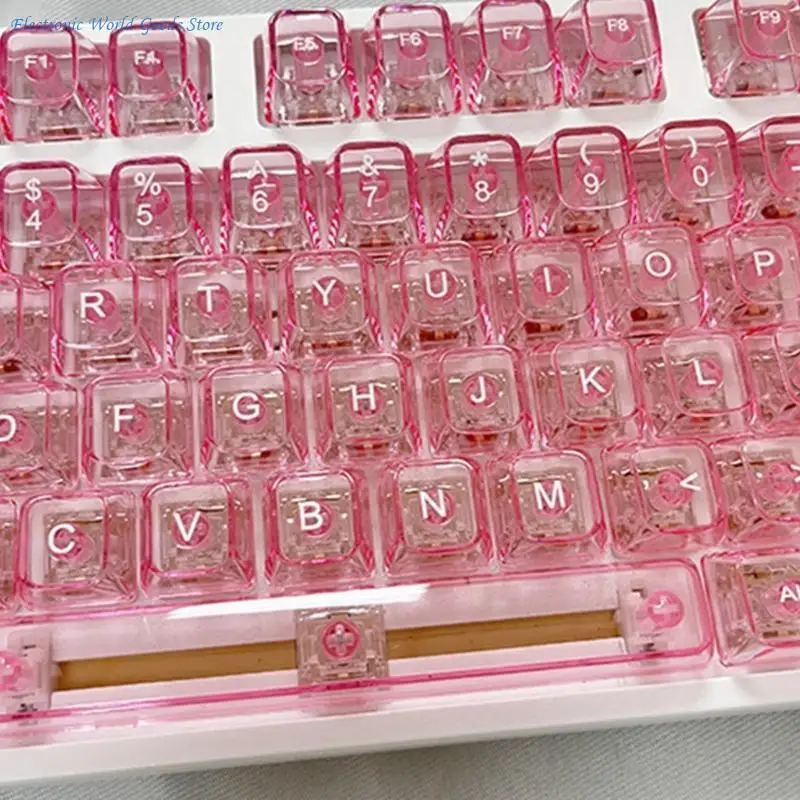 A3PD Transparently Pink PC Keycap Set for 115Keys OEM Profile Ergonomic for Mechanical Keyboards MX Switches Keycaps