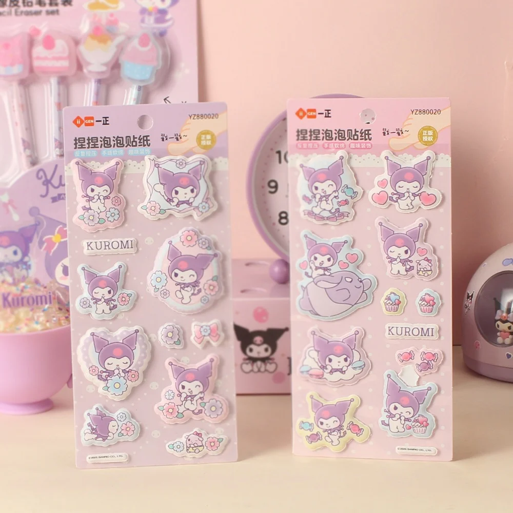 Genuine Sanrio 3D Puffy Stress Relief Stickers Kawaii Kuromi Melody Fun Decor Sticker For Planner Journal Album Christmas Gifts