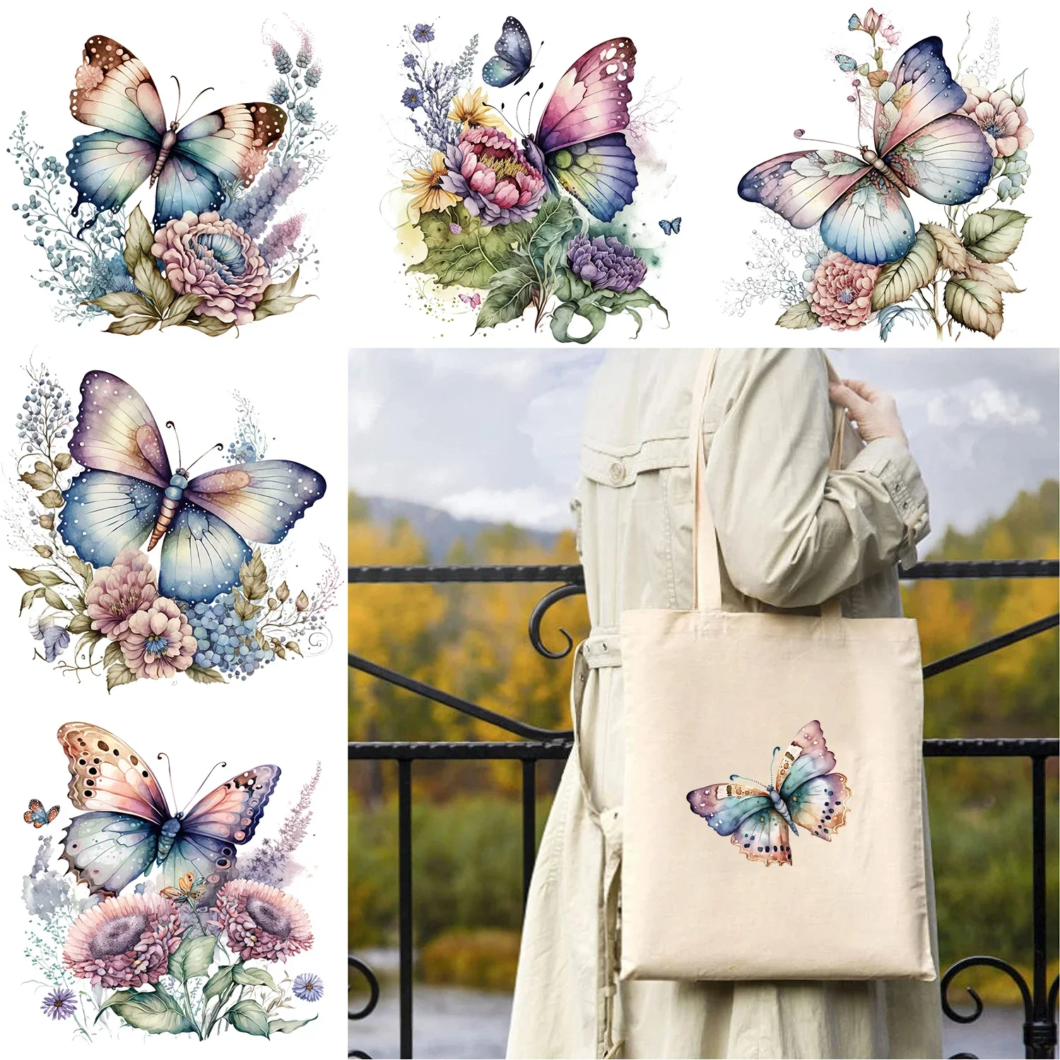 6Pcs Tricks Butterfly Themed Iron-On Transfer Stickers,Vinyl Heat Transfer Patches for DIY Garments Backpack Heat Transfer Film