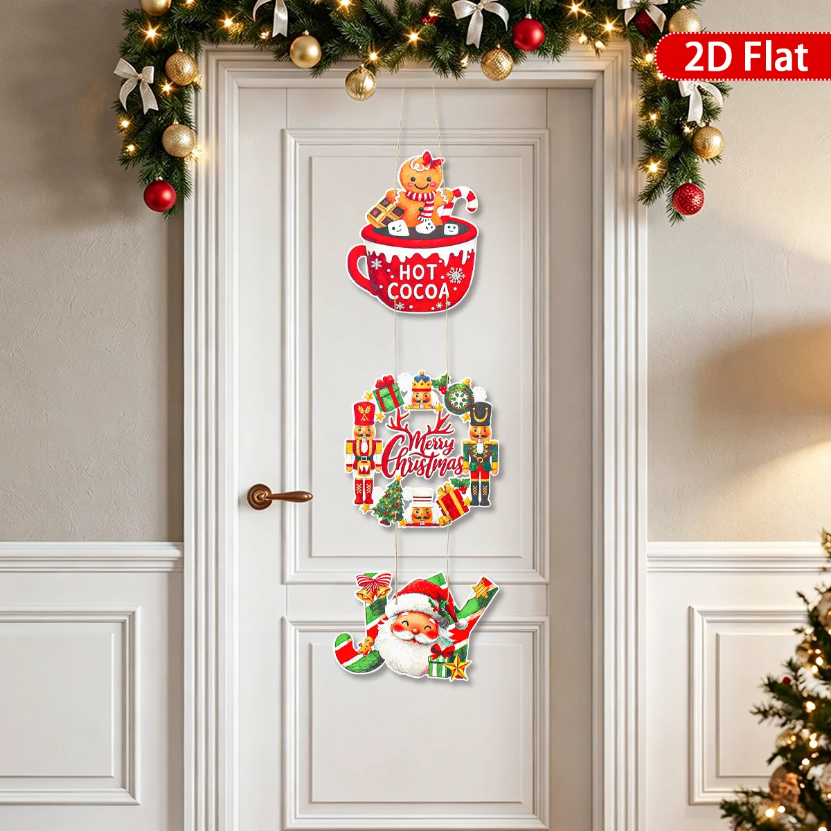 Christmas Paper Door Hanging Merry Christmas Decorations for Home 2026 Xmas Door Hanging Ornament Navidad Natal New Year 2027