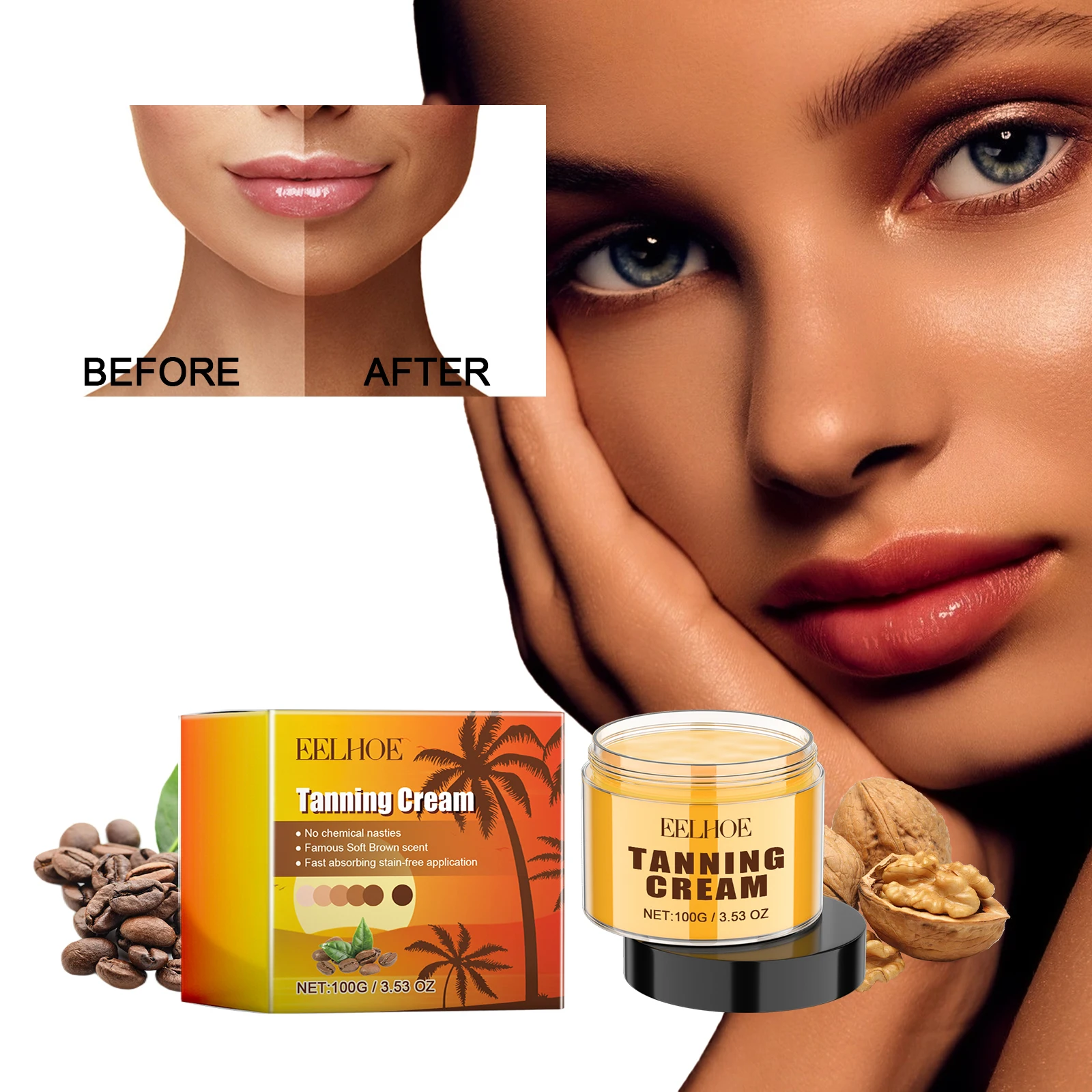 

EELHOE Black Skin Beauty Cream Speeds Up Tanning and Provides Deep, Rich, Radiant Tanning Skin