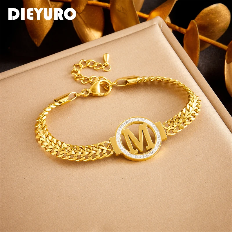 Bransoleta bransoletka ze stali nierdzewnej 316L litera M dla kobiet dziewczyna nowa impreza prezent moda łańcuszek na nadgarstek biżuteria pulseras mujer