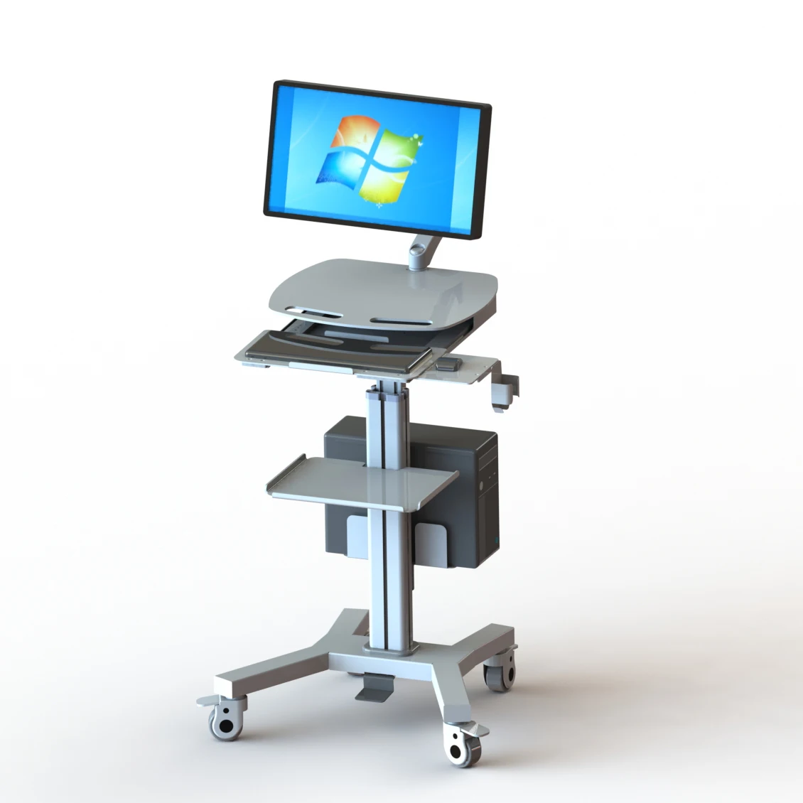 Mobile Height Adjustable Medical Workstation Cart, Mount Computer & Tablet Trolley Suitable for Hospital and Clinic