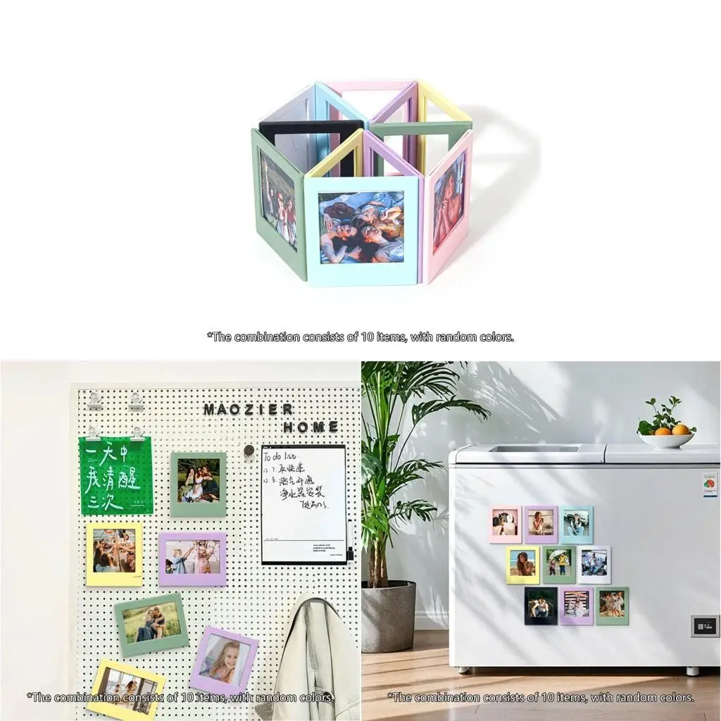 Q6PA 10Pcs Picture Frame Color Photo Frame Magnets Album Easy Photo Display for Refrigerator Fridge Accessories
