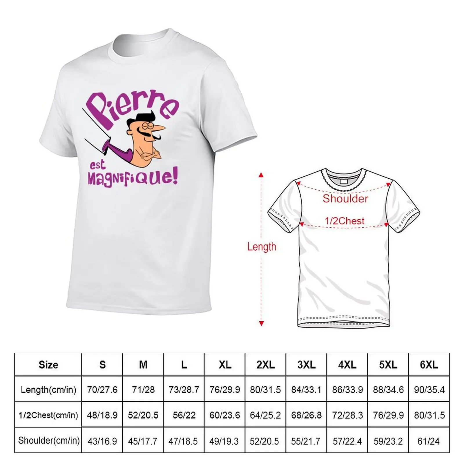Pierre est Magnifique - cartoon drawing of trapeze artist with handsome mustache T-Shirt
