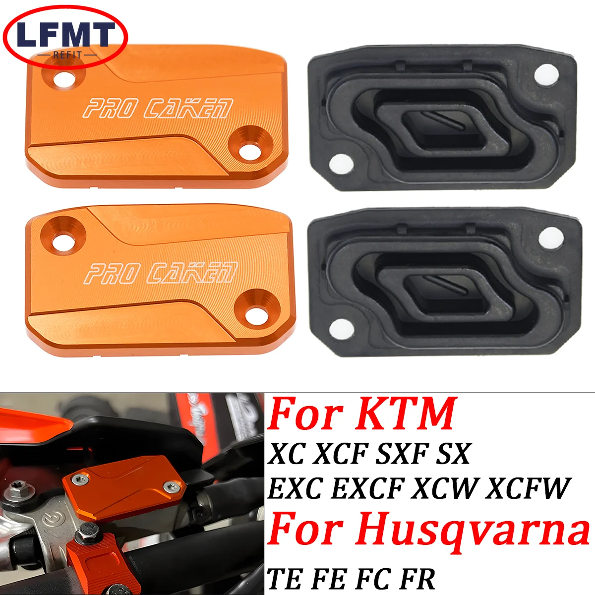 

CNC Front Brake & Clutch Fluid Reservoir Cover Cap For KTM 125 150 200 250 300 350 450 500 EXC EXCF SX SXF XCF XCW TPI Six Days