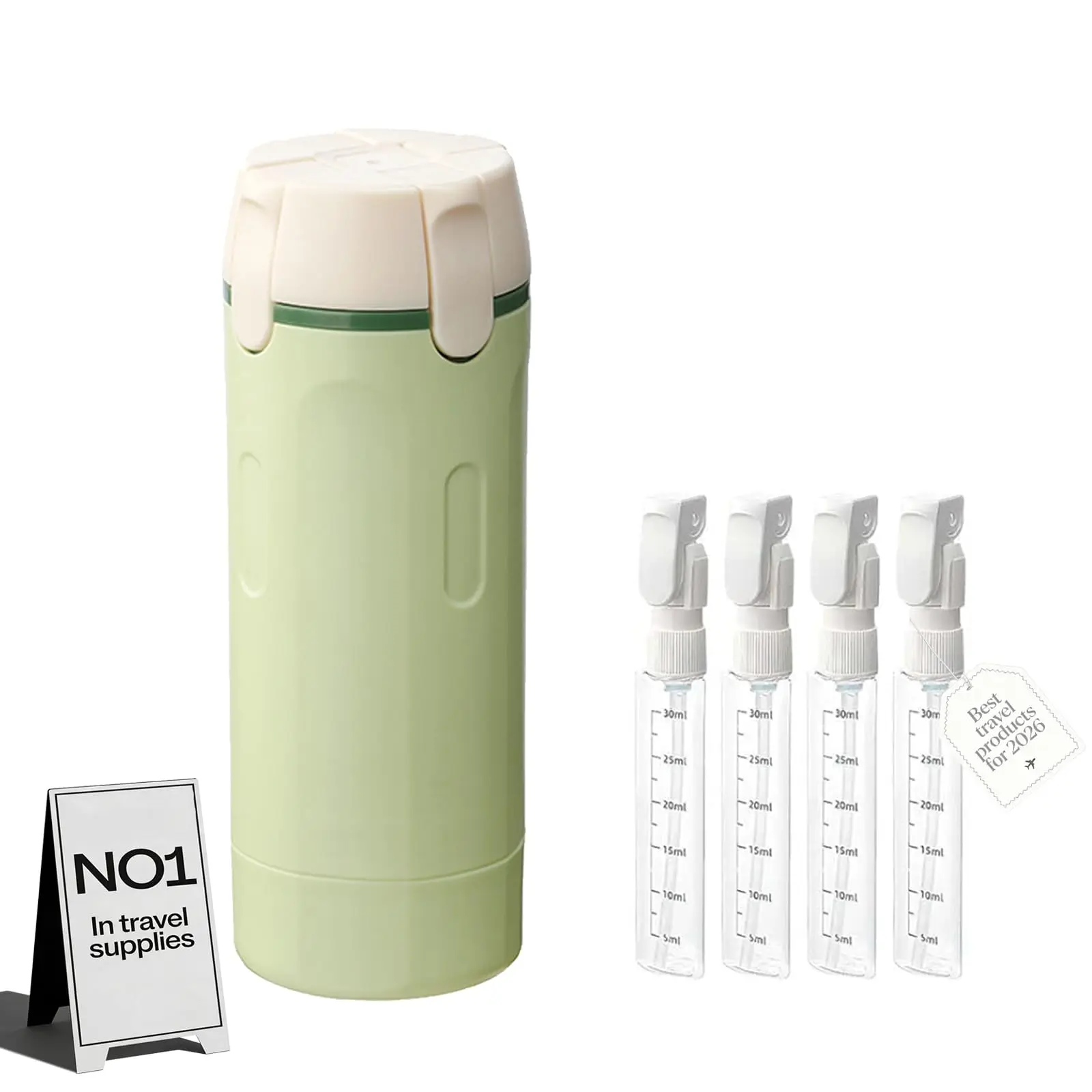

4 in 1 Travel Dispenser Bottle for Flying Essentials Camping Toiletries Pump Leak Proof Size Portable Containers for Shampoo Lot
