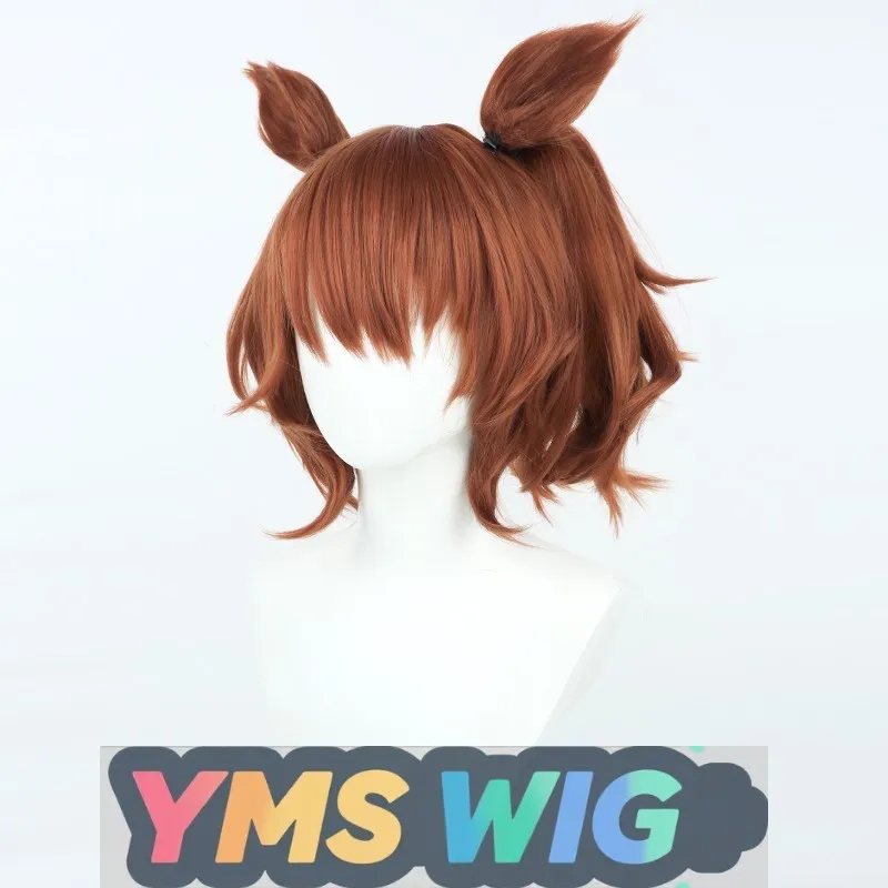 【YMS WIG】Peruka Cosplay Jockey Girl Pretty Derby z Prawdziwą Kokardą, Uszami i Ogonem, Realistyczna