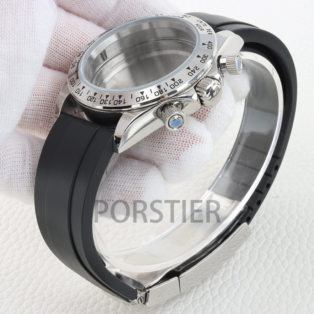 40mm VK63 Case Solid 316L Stainless Steel Rubber Bracelet for DAYTONA VK63 VK64 Automatic Movement 29mm Dial 100m Waterproof - view 3