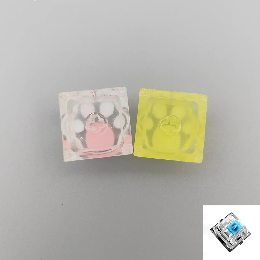 Gry podświetlany Keycap łapa kota śliczne DIY Key Cap dla klawiatury mechaniczne spersonalizowane przezroczyste Crystal Keycap Cherry MX Axis