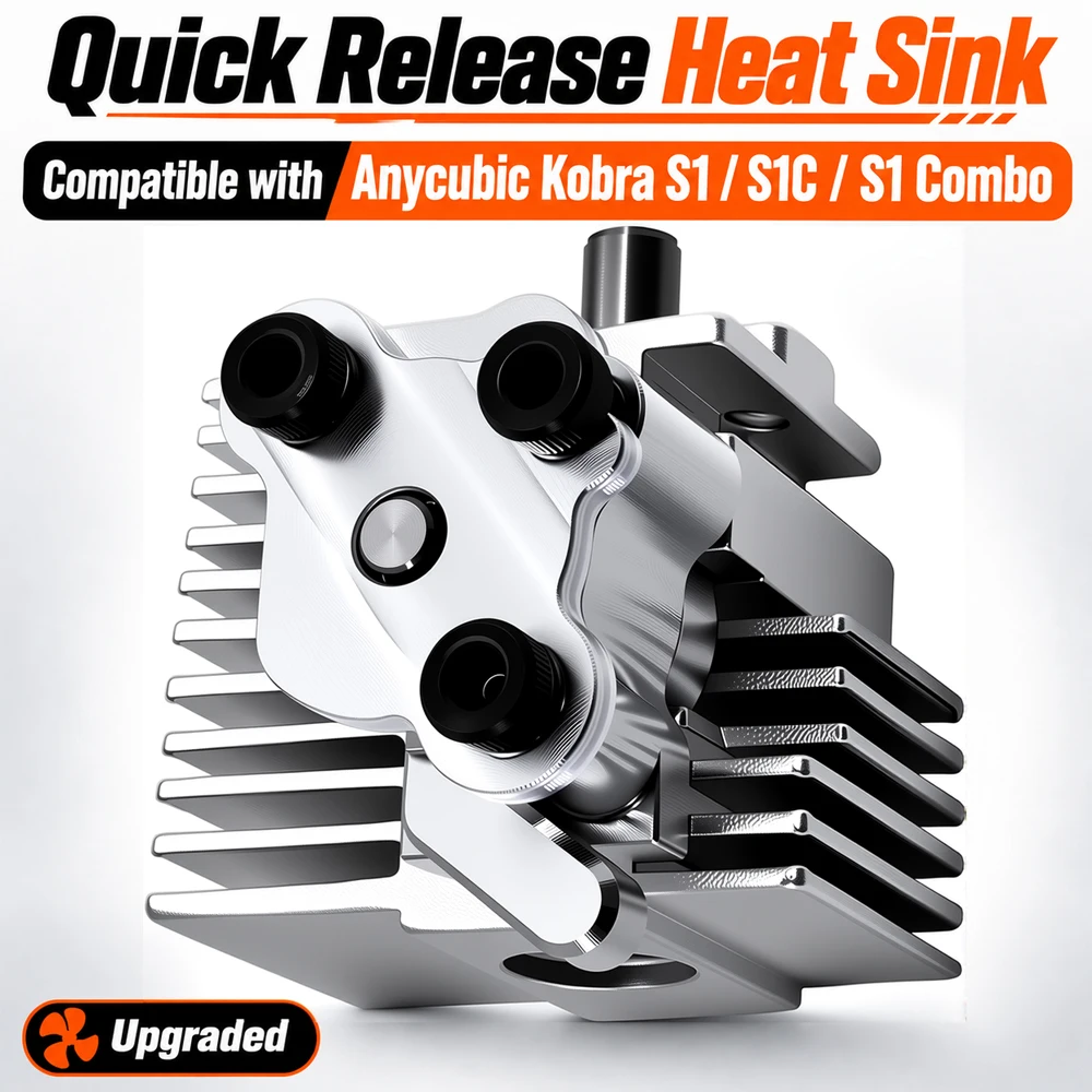 Heat Sink Replacement Compatible with Anycubic Kobra S1 S1C Combo Quick Release Hotend Cooling Assembly 0.2/0.4/0.6/0.8mm