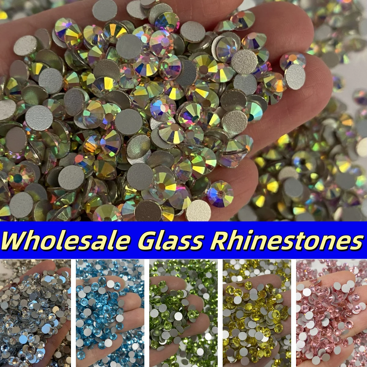 

Оптовая продажа, большая упаковка SS6-SS30, высококачественные стеклянные стразы, сверкающие кристаллы с плоской базой для поделок, аксессуары для одежды