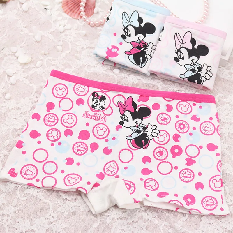 1/4pcs Disney Anime Minnie Mouse Children Underwear Kawaii Minnie Mickey Mouse Underpants Cartoon Girl Boxer Brief Gifts