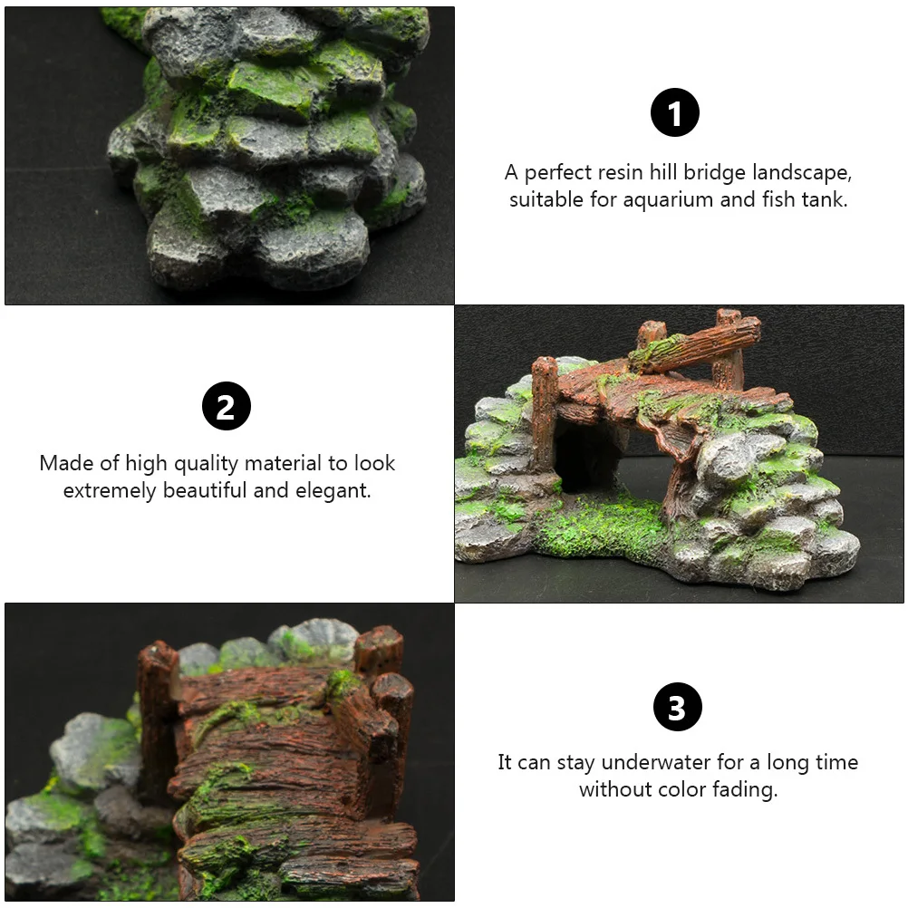 

1Pcs Emulation Moss Bridge Resin Fish Tank Decoration Realistic Aquarium Ornament Fake Hill Landscape Decor Supply