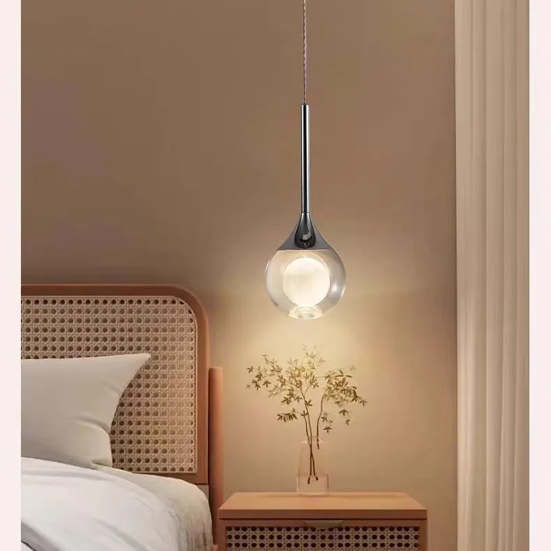 Modern Minimalist and Light Luxury Chandelier for Bedroom Headboard, Designed Crystal Pendant Lamp with Aesthetic Appeal, Suitab