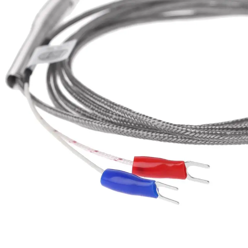 652F 50mm/100mm/200mm K type Thermocouple 2m Cable Thread Temperature Probe