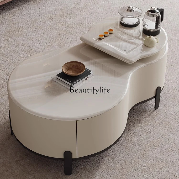 

Kung Fu rock slab coffee table living room home light luxury modern simple small apartment tea integrated