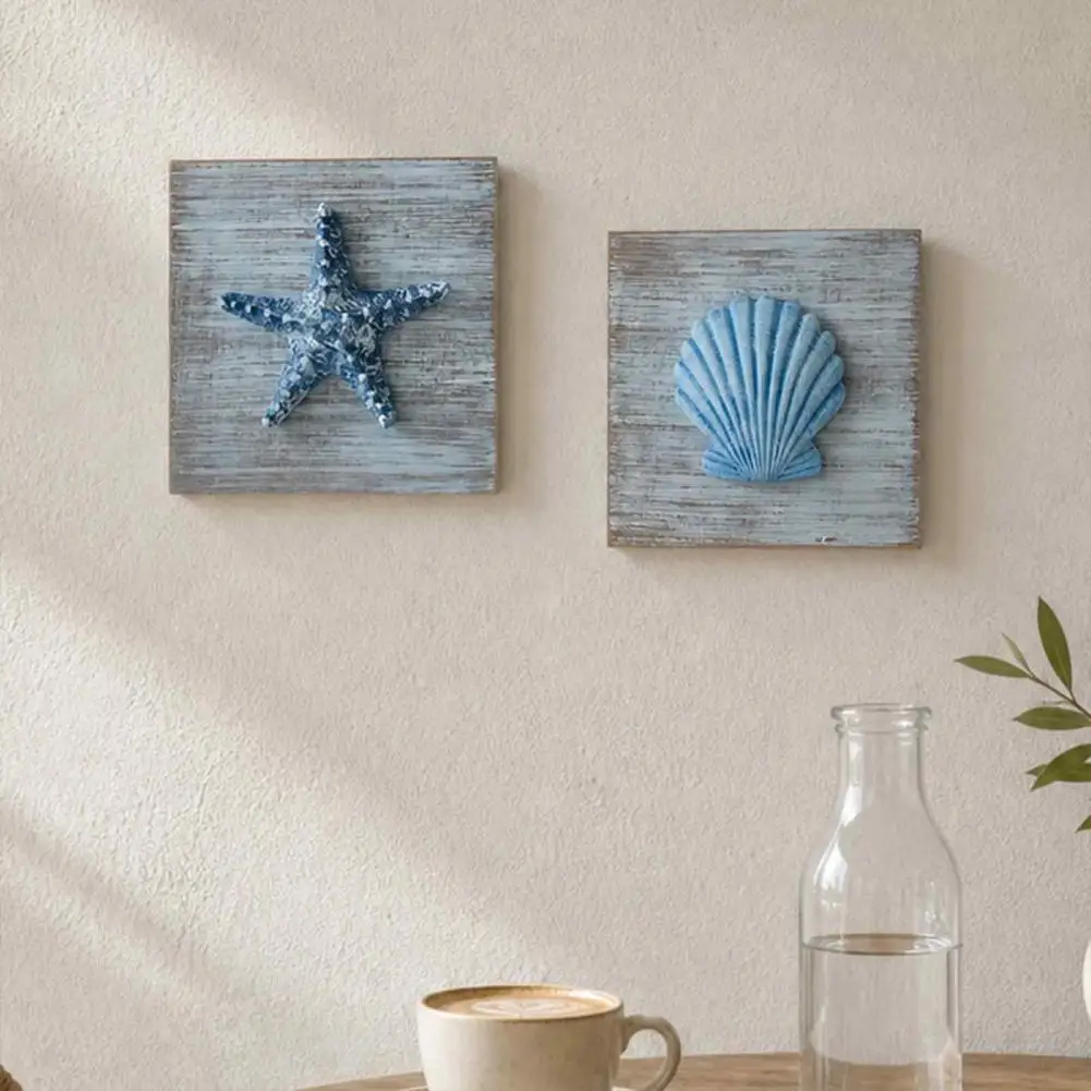 Rustic Wood Wall Hanging 3d Coastal Wooden Wall Art Set Distressed Ocean-inspired Starfish Decor Beach House Hanging for Bedroom
