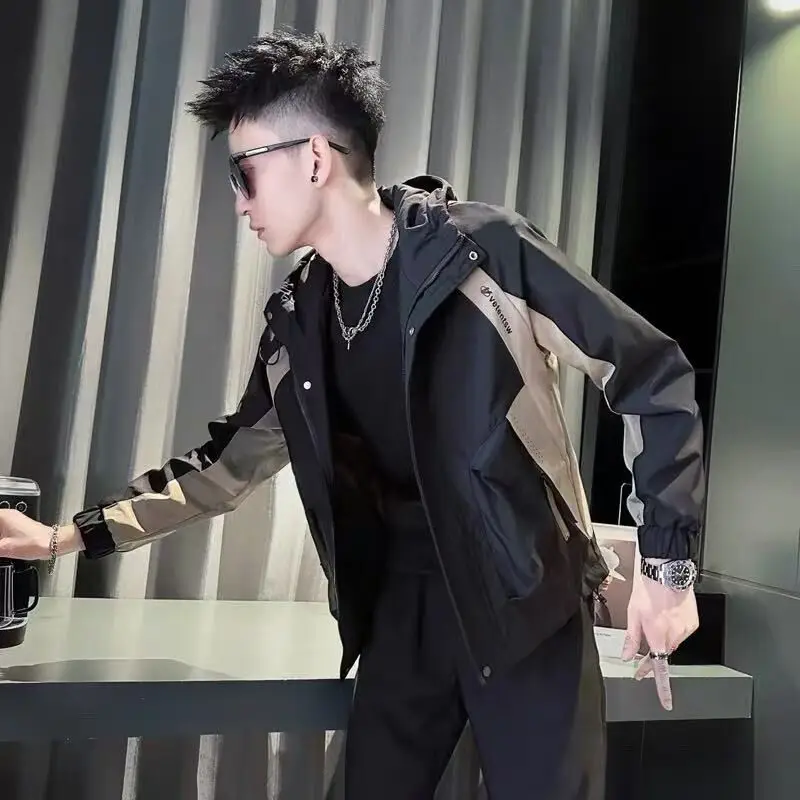 

Высококачественная мужская куртка с капюшоном, модный брендовый повседневный топ с защитой от ветра, новинка 202, весна-осень, застежка-молния, полиэфирное волокно ort Sle