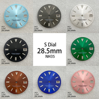 28.5mm S Logo Sunburst Dial Fit NH35/NH36/4R/7S Japan Movement Green Luminous high-Quality Watch Modification Accessories