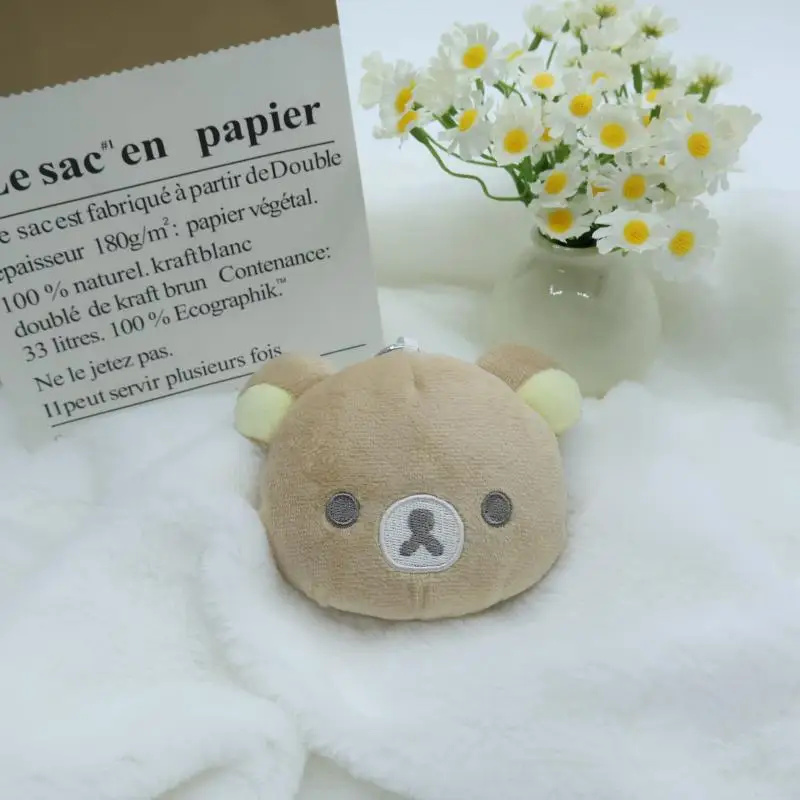 Kawaii Rilakkuma Korilakkuma juguetes de peluche Mini espejo de maquillaje mochila llavero creativo niñas regalo de cumpleaños periféricos creativos