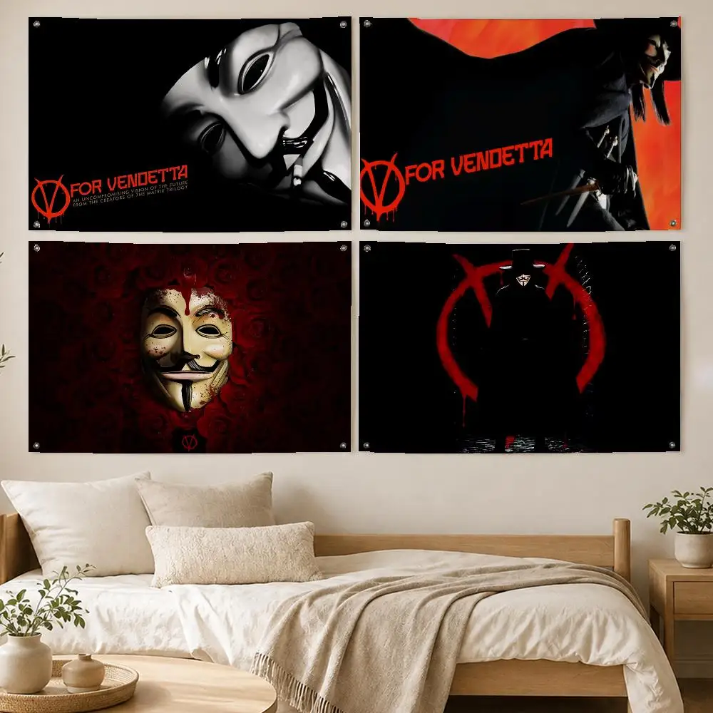 Bold Movie V for Vendetta Flags Room Bedroom Home Outdoor Wall Hanging Concert Printed Background Decoration Art Banne