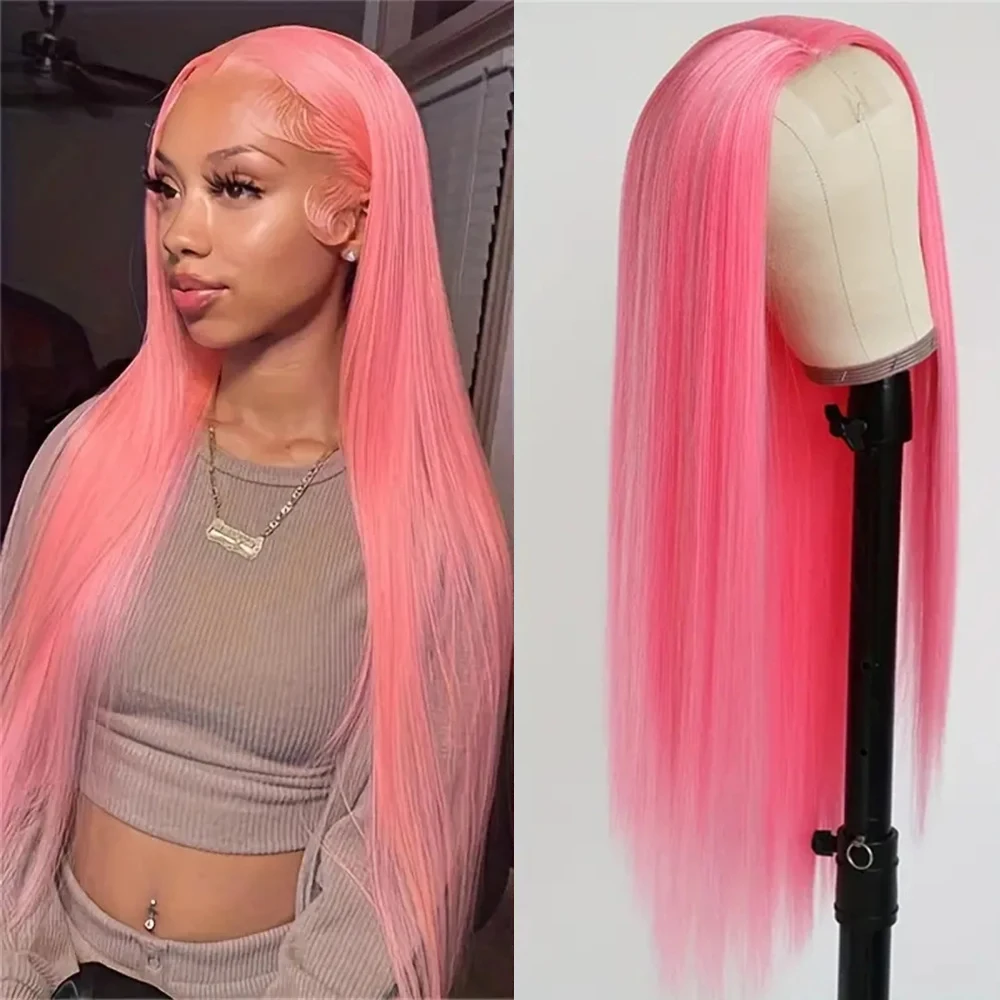 200 Gęstość 13x6 Bone Straight Lace Front Human Hair Wig 13x4 Hd Pink Human Hair Lace Frontal Wig For Woman Cosplay Choice