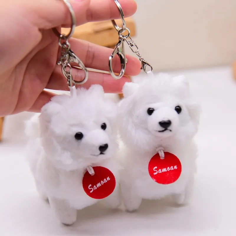 new Cute Trendy Samoyed dog Plush bag pendant lifelike toy soft  fashione white Keychain soft funny decorate birthdaycouple gift