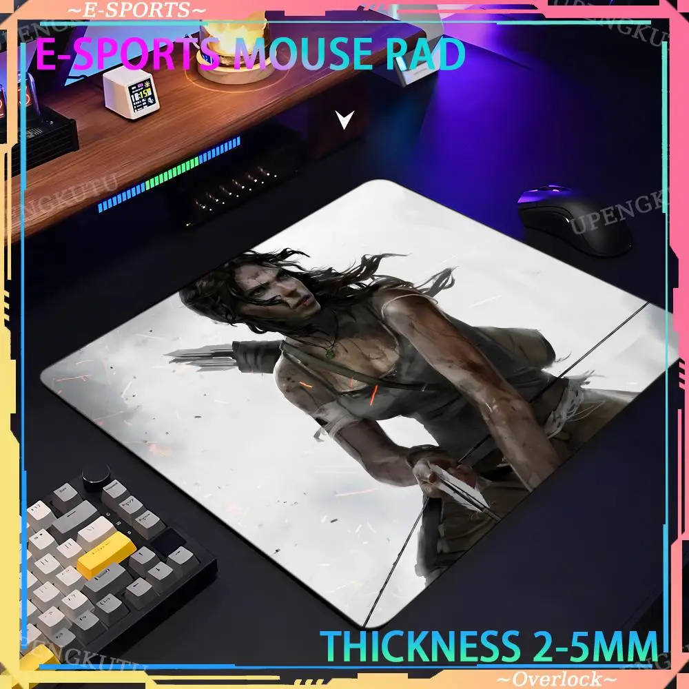 Small T_Tomb R_Raider mousepad eSports high quality keyboard pad office accessories lock edge desk mat rubber non-slip mouse pad