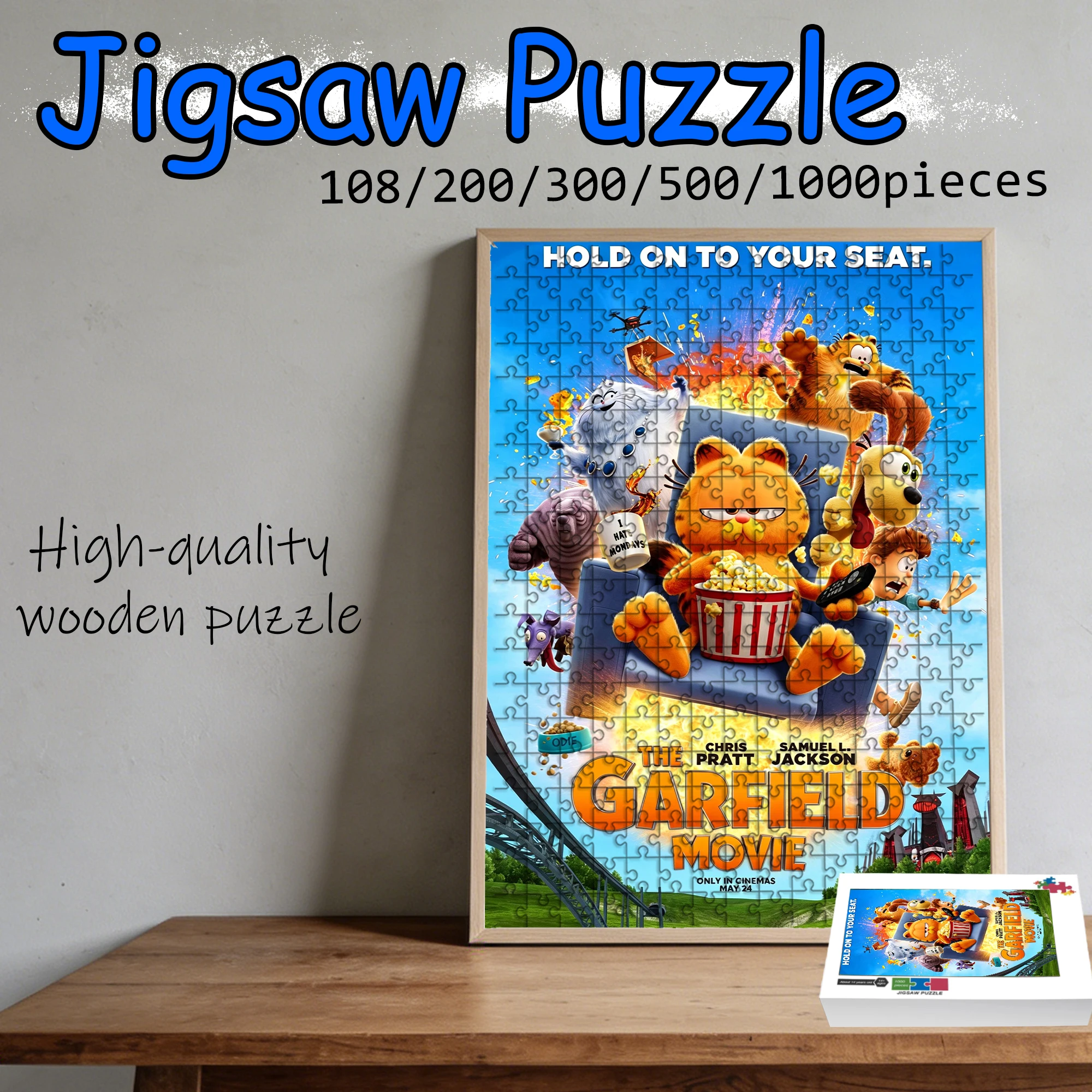 

Wooden Jigsaw Puzzle 108/200/300/500/1000 Pcs, Garfield Movie Scene Puzzle, High-Quality Wood, Stylish Home Decor for Living Roo