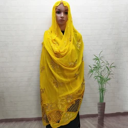 Nuova sciarpa da donna musulmana Dubai Hijab scialle lungo foulard in cotone africano cappelli otton ricamo grandi bellissimi rasoi in pizzo